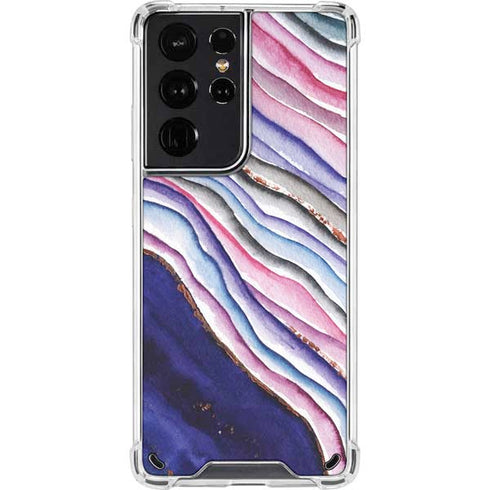 Violet Watercolor Geode Galaxy S21 Ultra 5G Clear Case